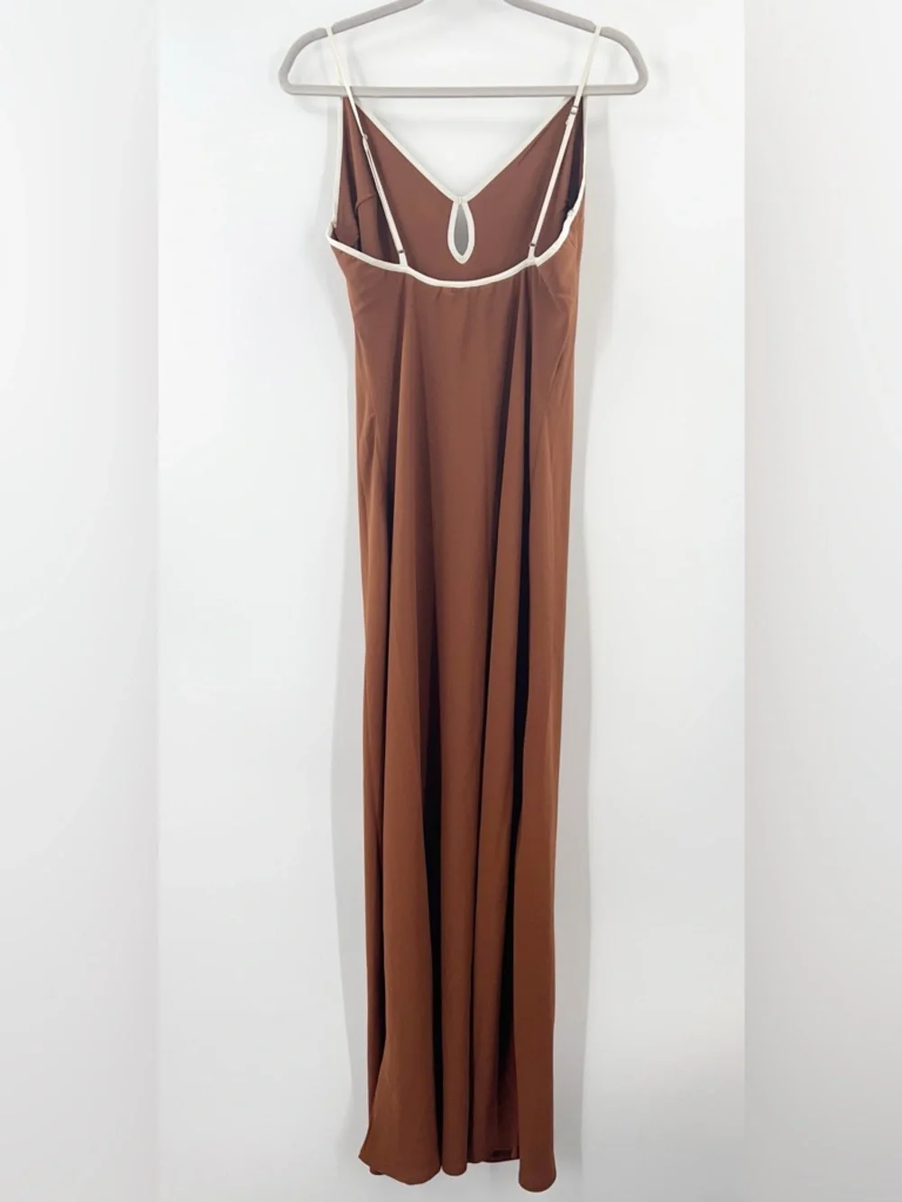 Abercrombie & Fitch NWT Keyhole Slip Maxi Dress in Brown size Large Tall